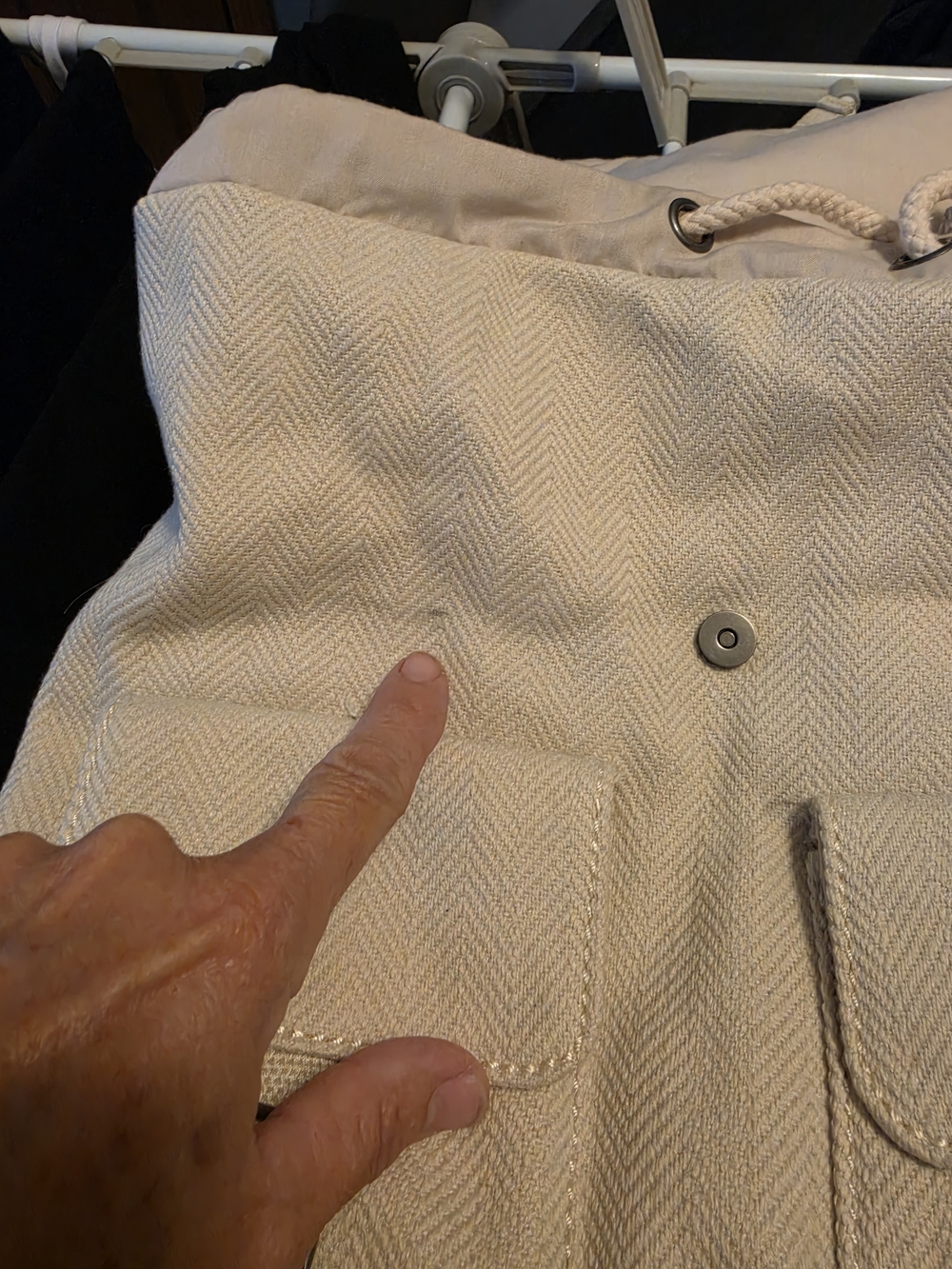 Canvas Drawstring Backpack - Cream - Picture 4 of 4